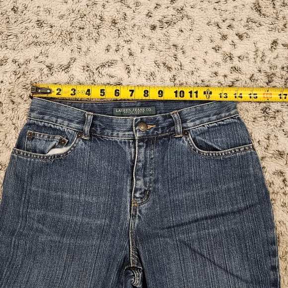 Lauren Jean Co. SZ 2P 100% Cotton Bootcut Blue Jeans White Floral Design - Picture 4 of 10